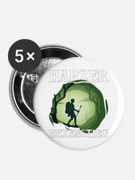 Harz Harzer Hexenstieg wandern Geschenk - Buttons klein 25 mm (5er Pack) - Weiß