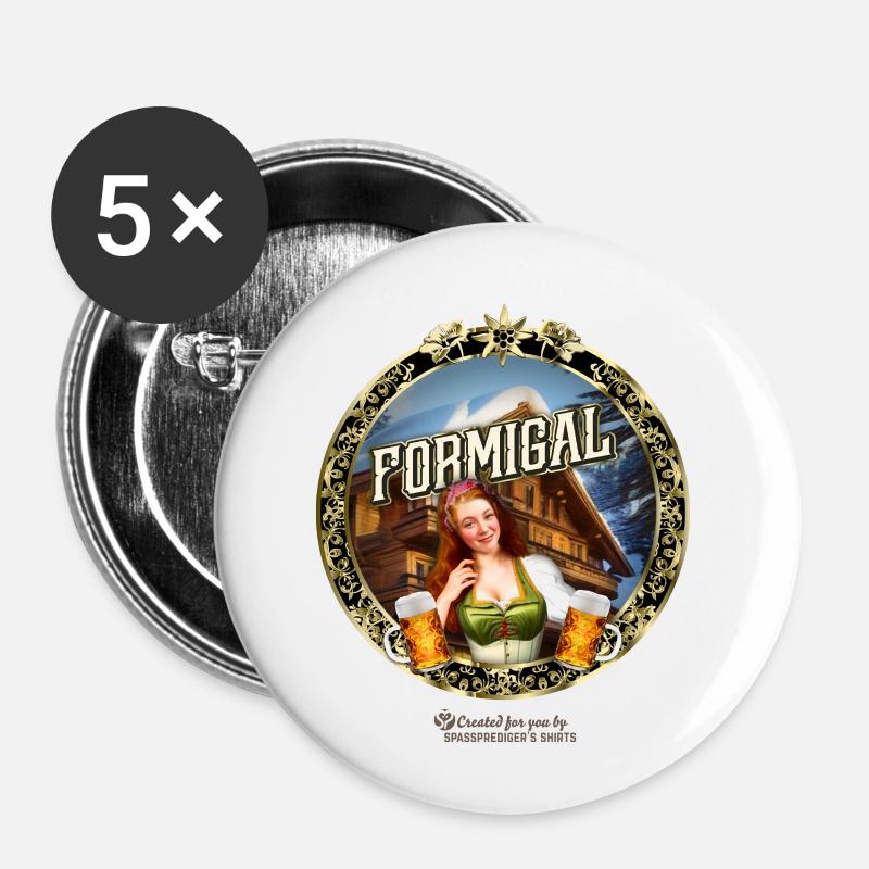 Formigal Spanien Skigebiet - Buttons klein 25 mm (5er Pack) - Weiß