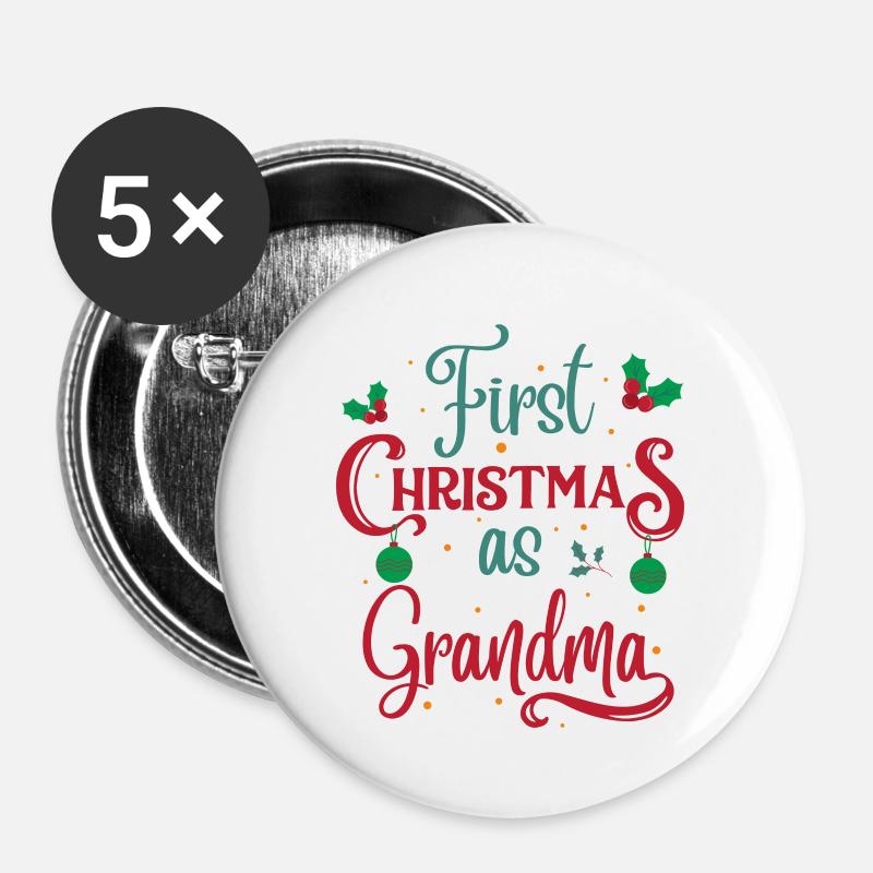 Erstes Weihnachten als Oma - Buttons klein 25 mm (5er Pack) - Weiß
