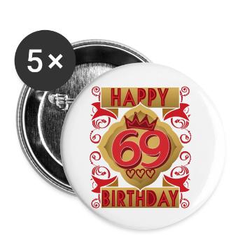 69. Geburtstag 69 Jahre alt Spruch, Vintage-Design - Buttons klein 25 mm (5er Pack) - Weiß - Vorne