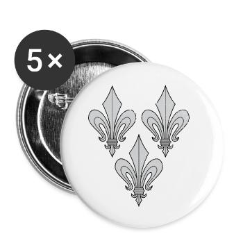 Lilies - Fleur De Lys - Buttons small 1''/25 mm (5-pack) - white - Front