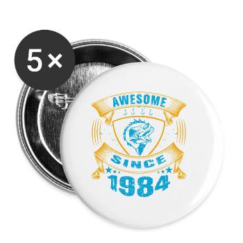 Awesome since 1984. Angel, Angler's birthday - Buttons small 1''/25 mm (5-pack) - white - Front