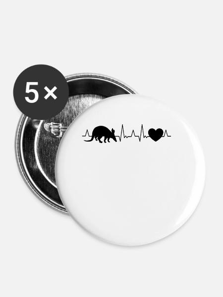 Erdferkel Herzschlag - Buttons klein 25 mm (5er Pack) - Weiß