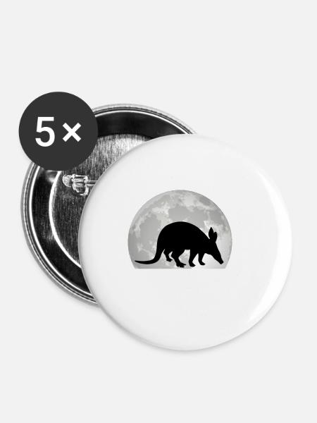 Erdferkel Mond - Buttons klein 25 mm (5er Pack) - Weiß