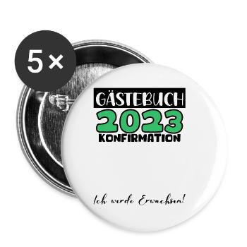 Konfirmation 2023 Gästebuch Mädchen Jungen Jugend - Buttons klein 25 mm (5er Pack) - Weiß - Vorne