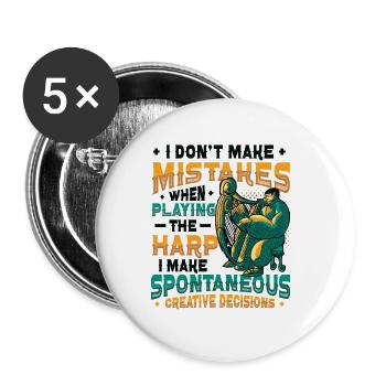 Harp player, Harp player, Harp - Buttons small 1''/25 mm (5-pack) - white - Front