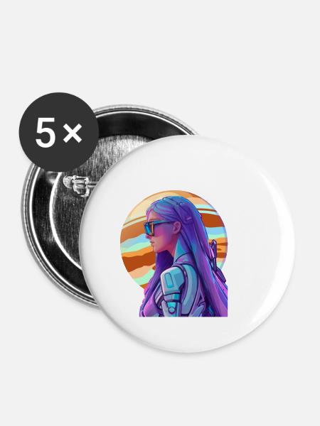 Space Fighter 1 - Buttons klein 25 mm (5er Pack) - Weiß