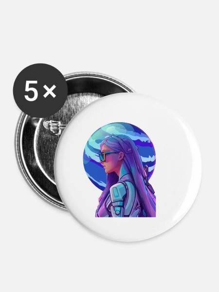 Space Fighter 2 - Buttons klein 25 mm (5er Pack) - Weiß