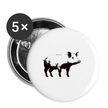 Pig Stencil White and Black - Buttons klein 25 mm (5er Pack) - Weiß - Vorne