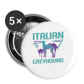 Retro Italian Greyhound Dog Lover - Buttons small 1''/25 mm (5-pack) - white - Front