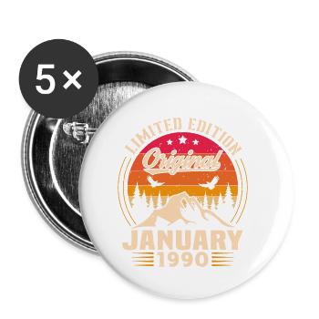 Birthday gift born in January 1990 - Buttons small 1''/25 mm (5-pack) - white - Front
