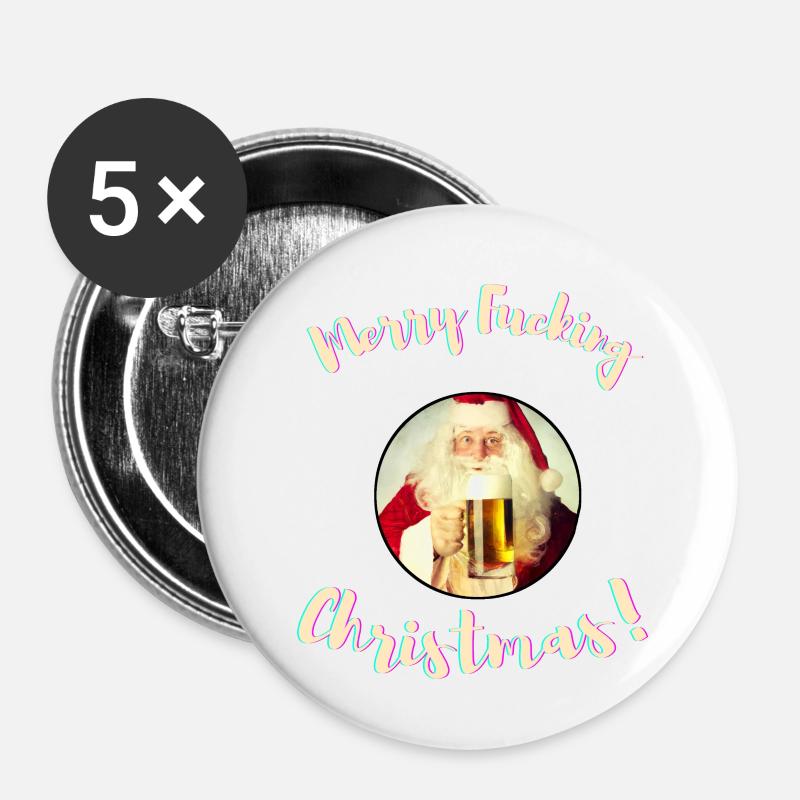 Joyeux putain de Noël! (Non censuré) - Lot de 5 petits badges (25 mm) - blanc