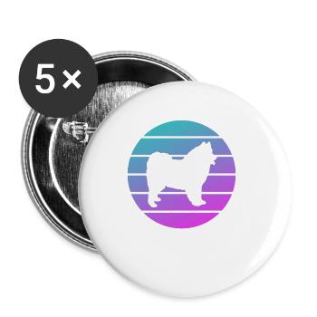 Amoureux des chiens Samoyède rétro - Lot de 5 petits badges (25 mm) - blanc - Devant
