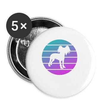 Amoureux des chiens Papillon rétro - Lot de 5 petits badges (25 mm) - blanc - Devant