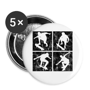 Skateboard Skateboarder Skateboarding Skate Retro - Buttons klein 25 mm (5er Pack) - Weiß - Vorne