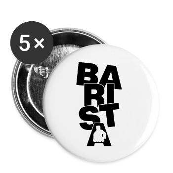 Travail professionnel - Barista - Lot de 5 petits badges (25 mm) - blanc - Devant