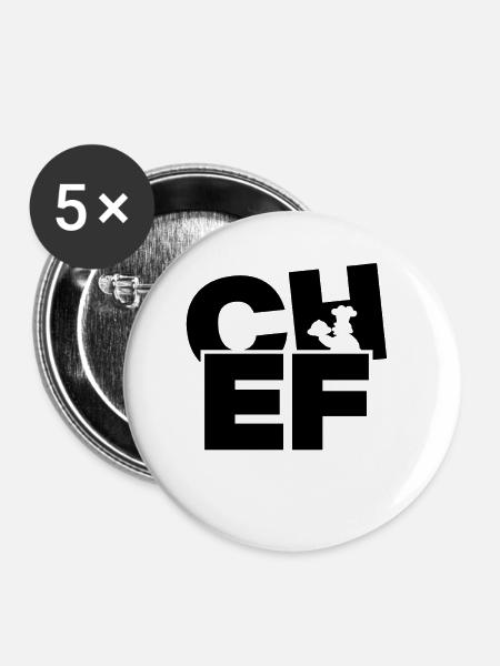 Beruf Arbeit - Koch - Buttons klein 25 mm (5er Pack) - Weiß