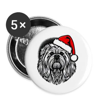 Weihnachten Hund süß lustig Hunde Tier Welpe 8 - Buttons klein 25 mm (5er Pack) - Weiß - Vorne