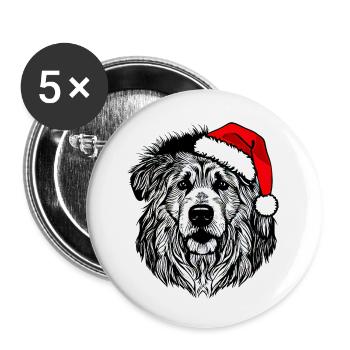 Weihnachten Hund süß lustig Hunde Tier Welpe 10 - Buttons klein 25 mm (5er Pack) - Weiß - Vorne