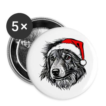 Weihnachten Hund süß lustig Hunde Tier Welpe 11 - Buttons klein 25 mm (5er Pack) - Weiß - Vorne