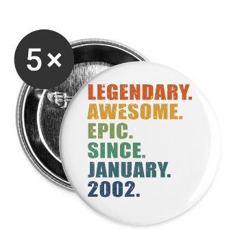 21e anniversaire, janvier 2002, 21e anniversaire - Lot de 5 petits badges (25 mm) - blanc - Devant