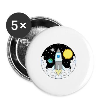 Espace de fusée - Lot de 5 petits badges (25 mm) - blanc - Devant