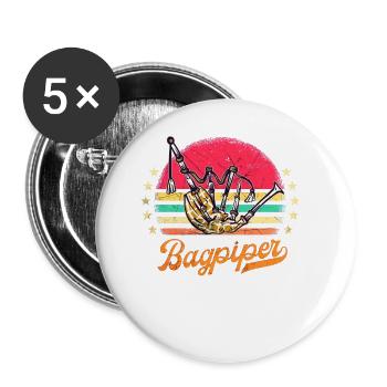 Cornemuse Kilt Écossais Beat Cornemuse - Lot de 5 petits badges (25 mm) - blanc - Devant