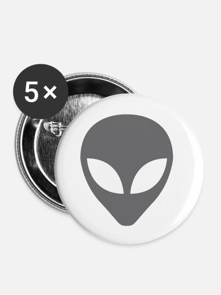 Alien - Buttons klein 25 mm (5er Pack) - Weiß