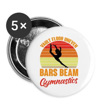 Vault Floor Uneven Bars Beam Gymnastics 8 - Buttons klein 25 mm (5er Pack) - Weiß - Vorne