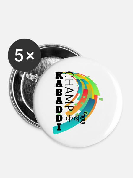 Kabaddi Champ - Buttons klein 25 mm (5er Pack) - Weiß