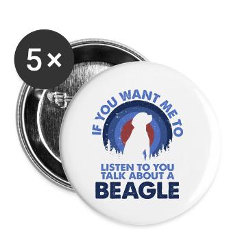 Parlez de chien Beagle - Lot de 5 petits badges (25 mm) - blanc - Devant