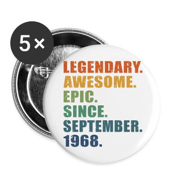 55. Geburtstag, September 1968, 55-jähriges Jubiläum - Buttons klein 25 mm (5er Pack) - Weiß - Vorne