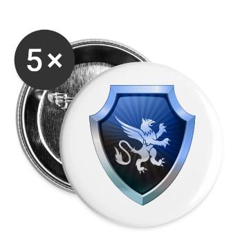 Logo du bouclier Emblème esports Sword Crest symbol lion - Lot de 5 petits badges (25 mm) - blanc - Devant