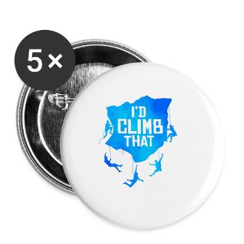 I'd Climb That Rock Climbing Bouldering Climber Ro - Buttons klein 25 mm (5er Pack) - Weiß - Vorne
