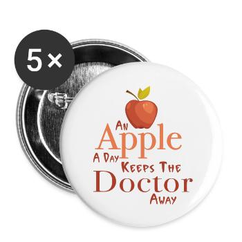 An apple a day keeps the doctor away - Buttons small 1''/25 mm (5-pack) - white - Front
