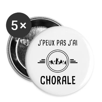 j'peux pas j'ai chorale music - Lot de 5 petits badges (25 mm) - blanc - Devant