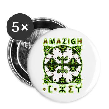 TIFINAGH - MOTIFS OF KABYLE BERBER POTTERY - Buttons small 1''/25 mm (5-pack) - white - Front