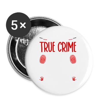 True Crime and Cats, Murder Show Junkie Murderino - Lot de 5 petits badges (25 mm) - blanc - Devant