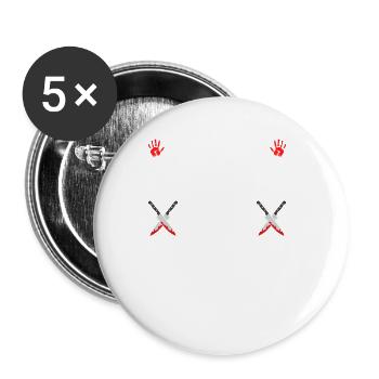 Obsédé par le vrai crime Café et chats, Murderino - Lot de 5 petits badges (25 mm) - blanc - Devant