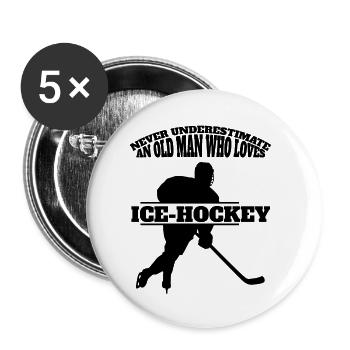 Eishockey Geschenk Wintersport Eishockeyteam - Buttons klein 25 mm (5er Pack) - Weiß - Vorne