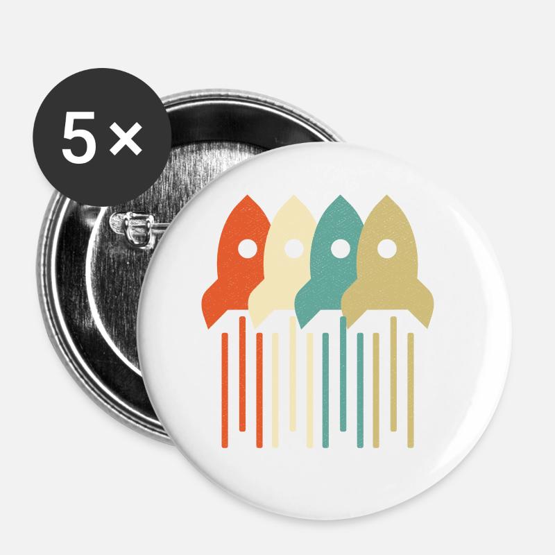 Vintage Rocket Scientist Génie aérospatial - Lot de 5 petits badges (25 mm) - blanc
