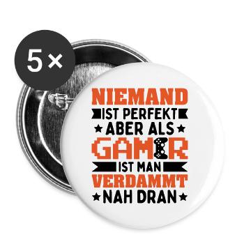 Funny Gift Idea For Gamers - Buttons klein 25 mm (5er Pack) - Weiß - Vorne
