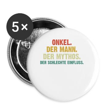 Onkel Der Mann Der Mythos - Buttons klein 25 mm (5er Pack) - Weiß - Vorne