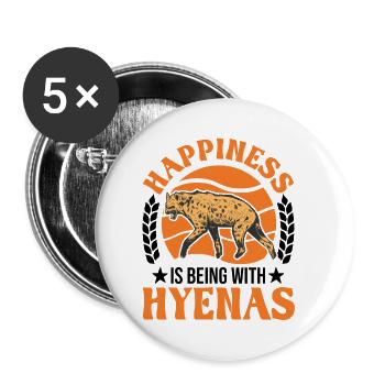 Hyena Lucky Aardwolf Hyena - Buttons small 1''/25 mm (5-pack) - white - Front