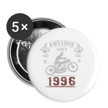 Awesome since 1996, biker 27th birthday - Buttons small 1''/25 mm (5-pack) - white - Front