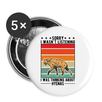 Hyena Gift Aardwolf Hyena - Buttons small 1''/25 mm (5-pack) - white - Front