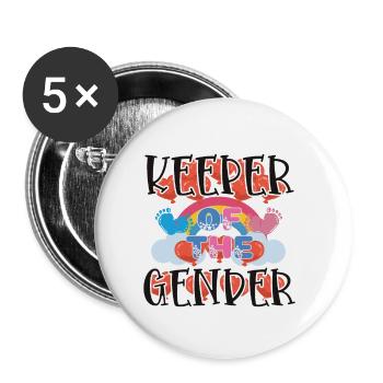 Keeper Of The Gender Cute Reveal Baby Announcement - Buttons small 1''/25 mm (5-pack) - white - Front