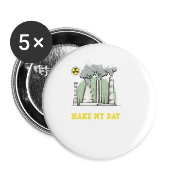 Atomkraftwerk Nuklear Energie Erneuerbare Energie - Buttons klein 25 mm (5er Pack) - Weiß - Vorne