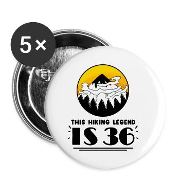 36. Geburtstag Wanderer 36 Jahre alt Berg Wandern - Buttons klein 25 mm (5er Pack) - Weiß - Vorne