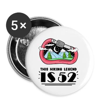 52. Geburtstag Wanderer 52 Jahre alt Berg Wandern - Buttons klein 25 mm (5er Pack) - Weiß - Vorne